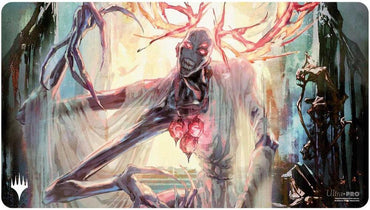 Playmat: MTG Duskmourn - Mythic Cycle White. Overlord of Mistmoors