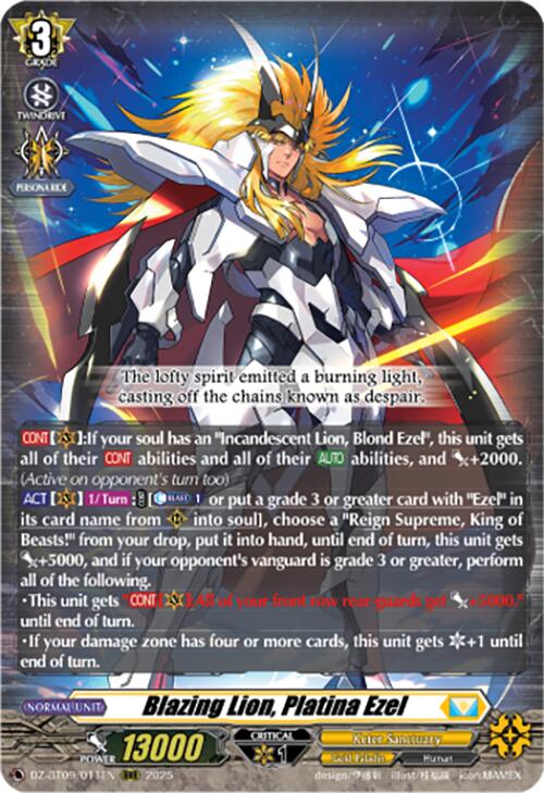 Blazing Lion, Platina Ezel (DZ-BT09/011EN) [Super Brave Detonation]