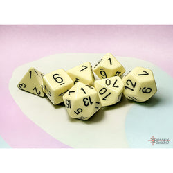 Chessex Pastel Yellow/Black Opaque Polyhedral 7-Sided Dice Set