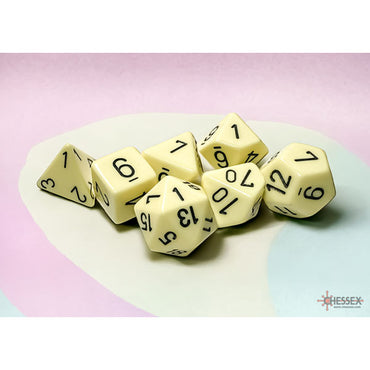 Chessex Pastel Yellow/Black Opaque Polyhedral 7-Sided Dice Set