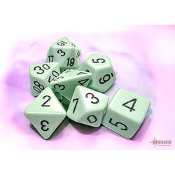 Chessex Pastel Green/Black Opaque Polyhedral 7-Sided Dice Set