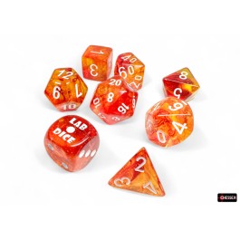 Chessex Lab Dice 9 Nebula Molten/White 7-Die Set Set