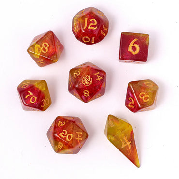 Phoenix Feather 8pc Dice Set