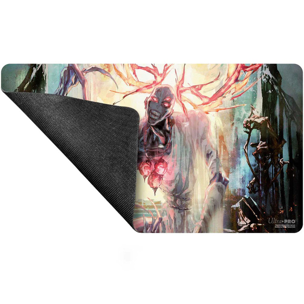 Playmat: MTG Duskmourn - Mythic Cycle White. Overlord of Mistmoors