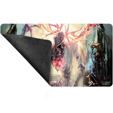 Playmat: MTG Duskmourn - Mythic Cycle White. Overlord of Mistmoors