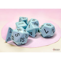 Chessex Pastel Blue/Black Opaque Polyhedral 7-Sided Dice Set