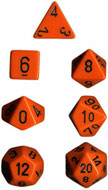 Chessex Orange/Black Opaque Polyhedral 7-Sided Dice Set