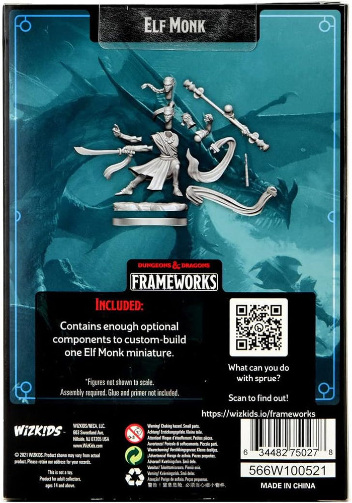 D&D Frameworks: Wave 1: Elf Monk Male- Unpainted and Unassembled