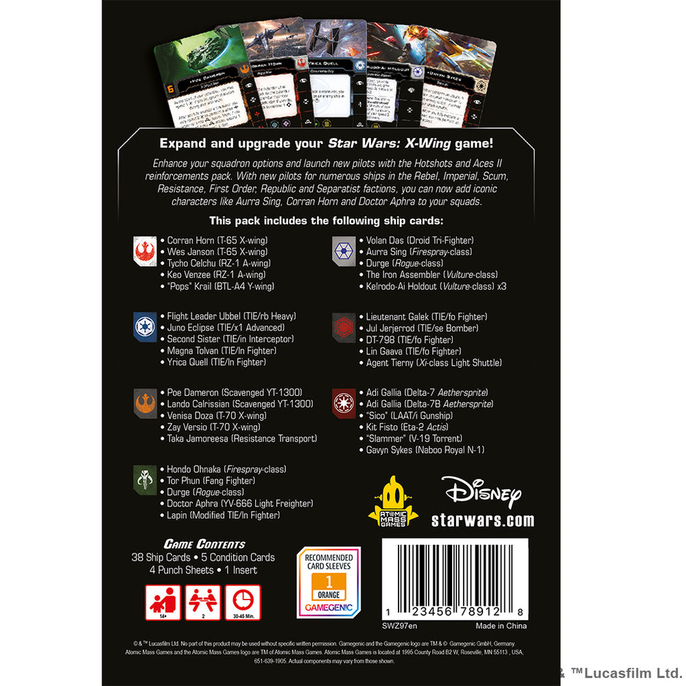 X-Wing 2nd Ed: Hot Shots & Aces II Reinforcements Pack